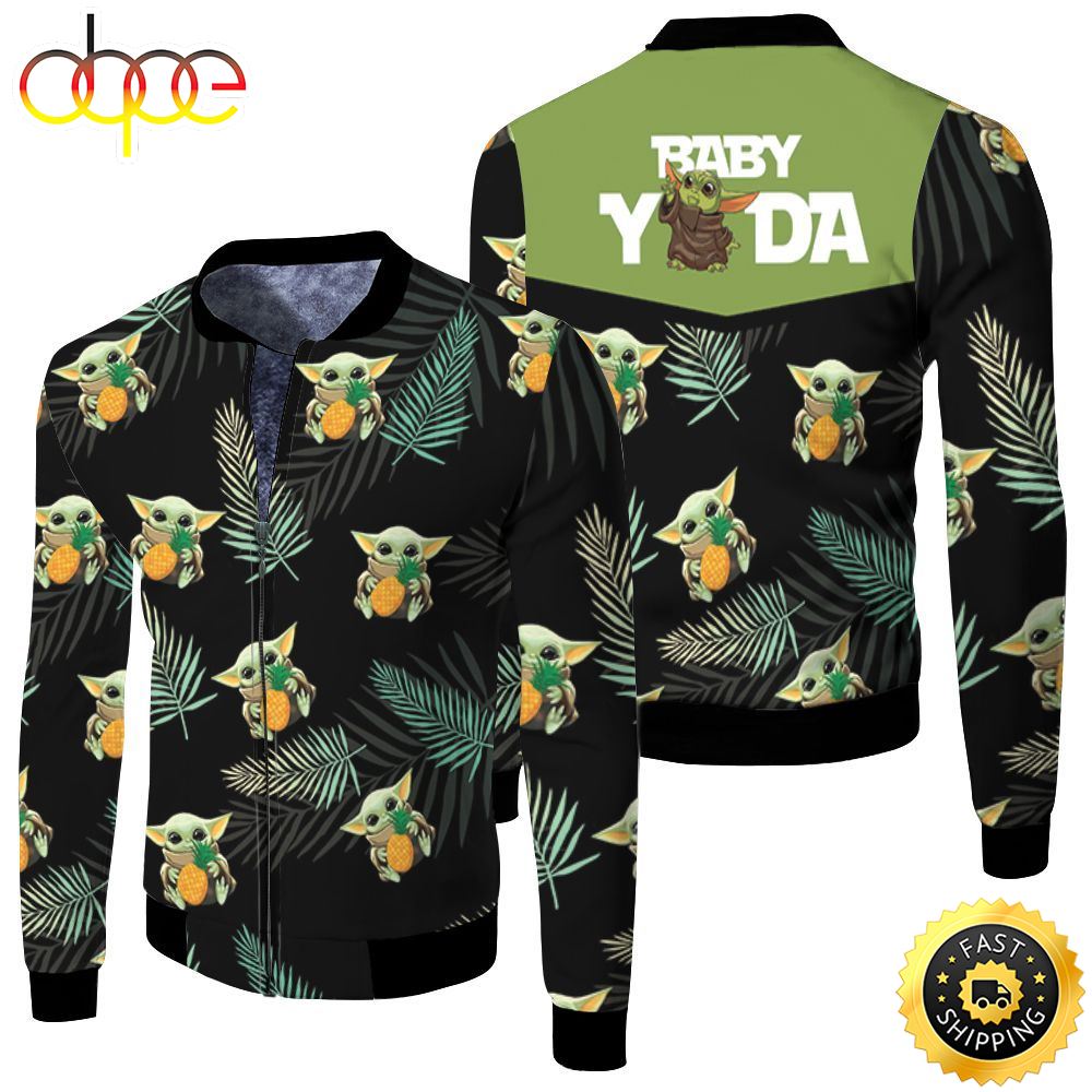 Baby Yoda Hug Pineapple Hawaiian 3D Bomber Jacket