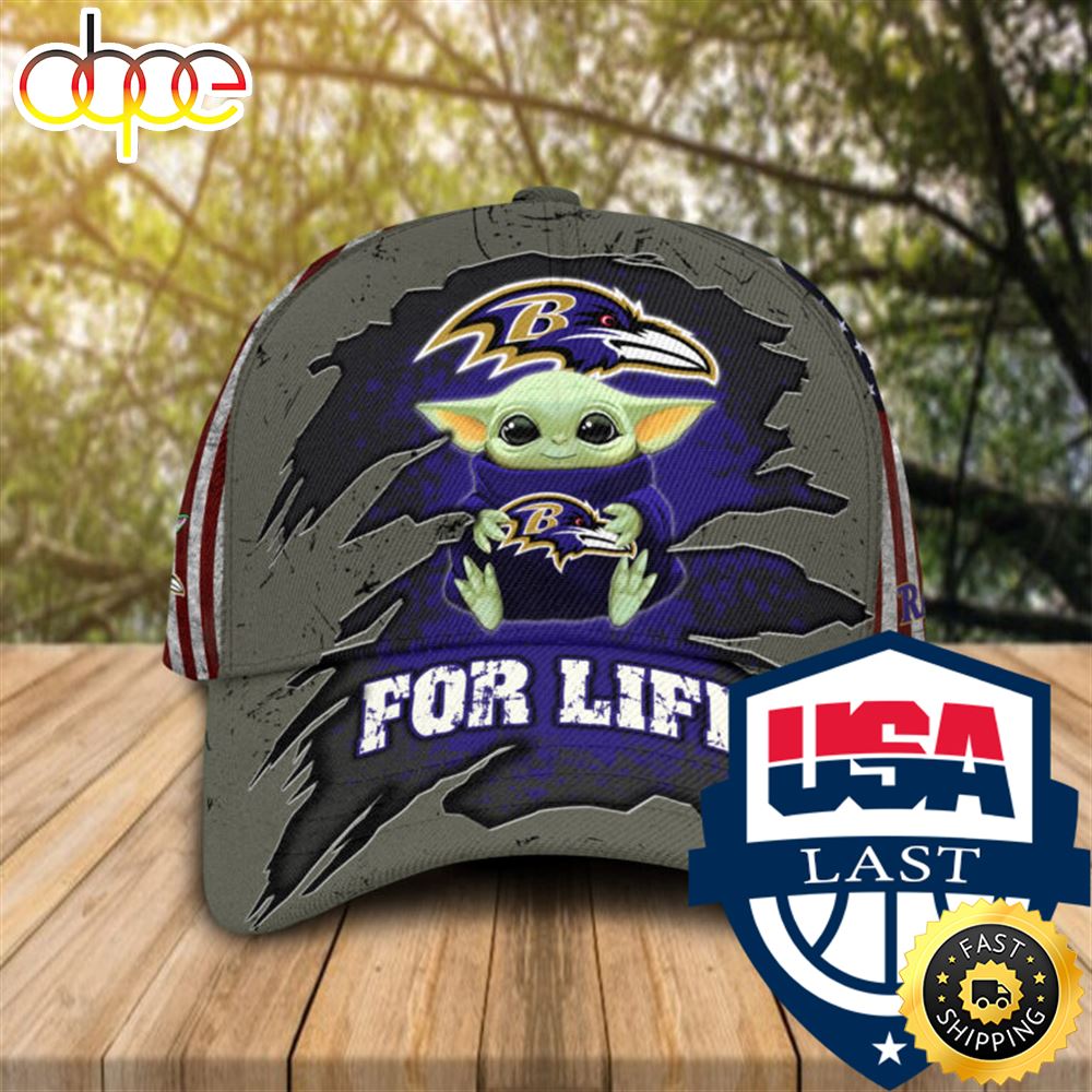 Baby Yoda NFL Baltimore Ravens For Life Cap