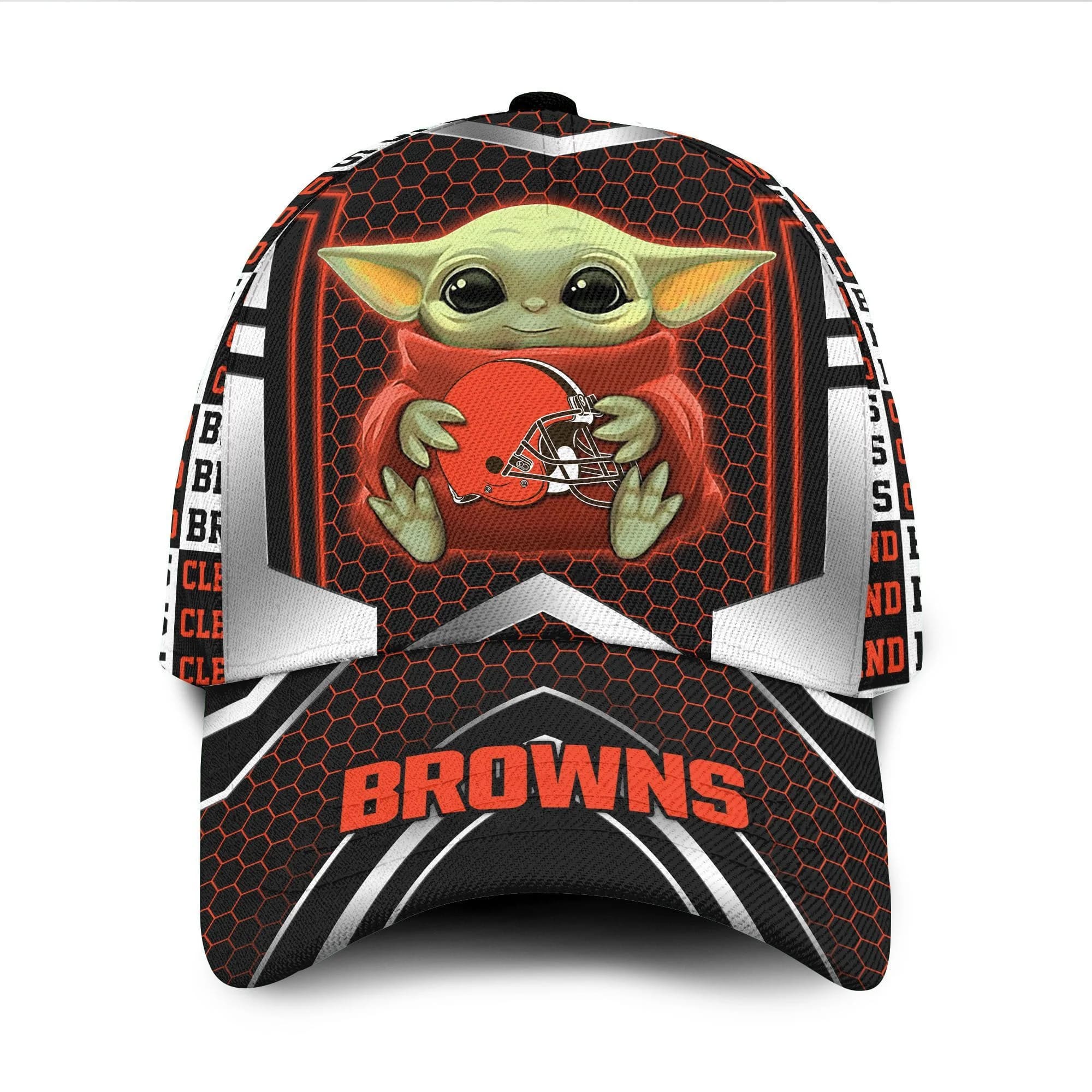 Cleveland Browns Baby Yoda All Over Print 3D Baseball Cap