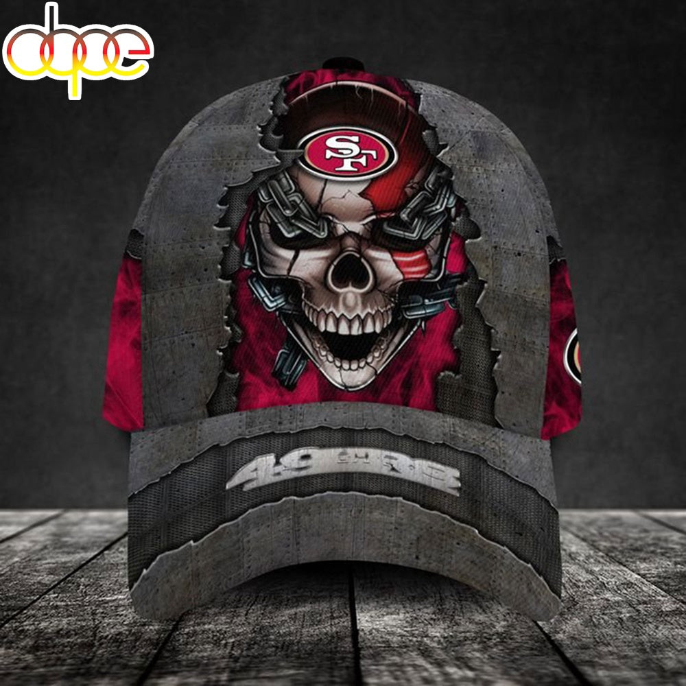Custom Name San Francisco 49ers NFL Skull Chain Baseball Classic Cap