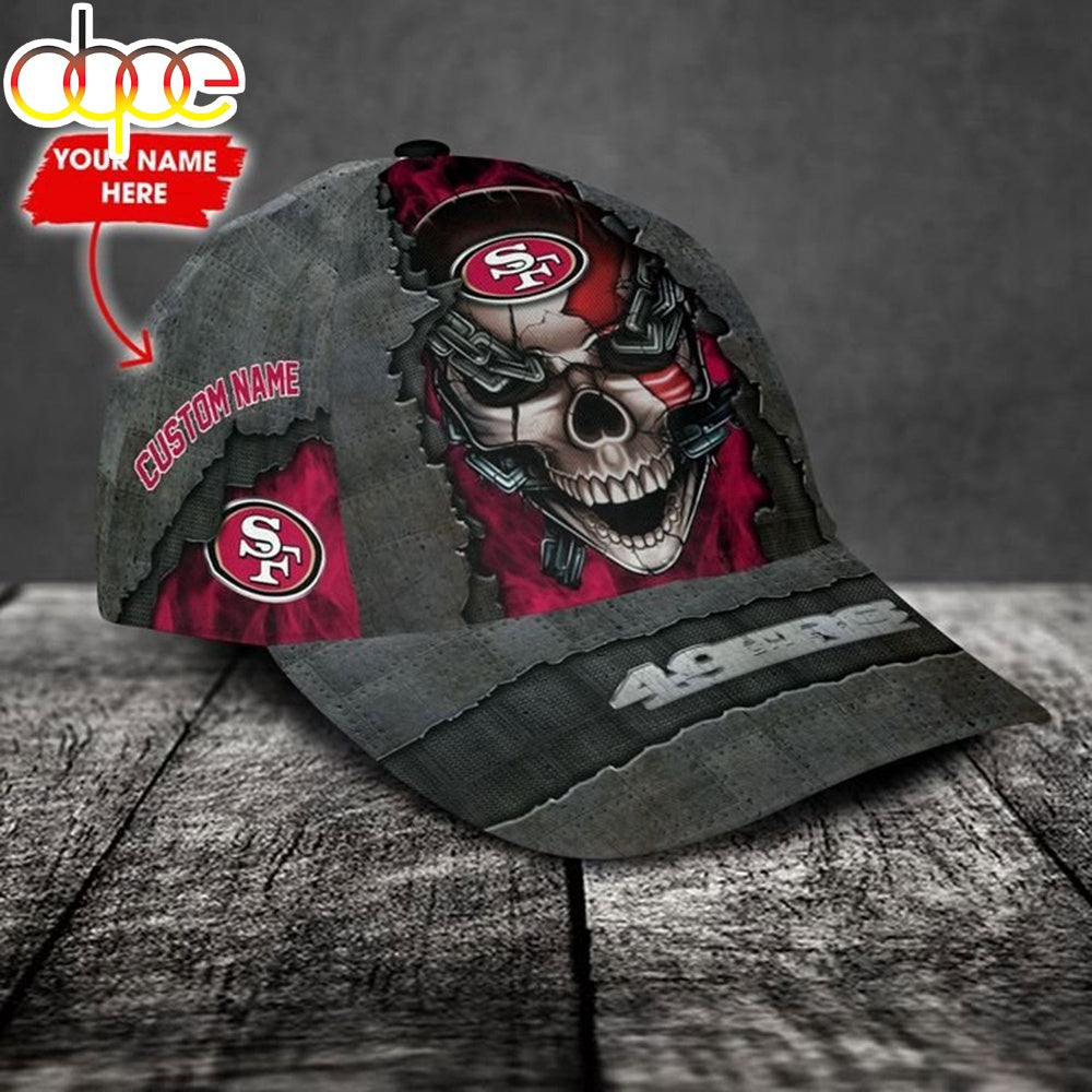 Custom Name San Francisco 49ers NFL Skull Chain Baseball Classic Cap