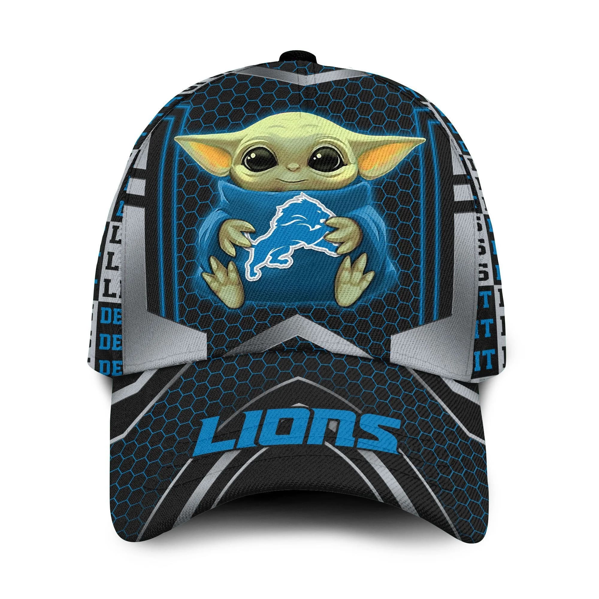 Detroit Lions Baby Yoda All Over Print 3D Classic Cap