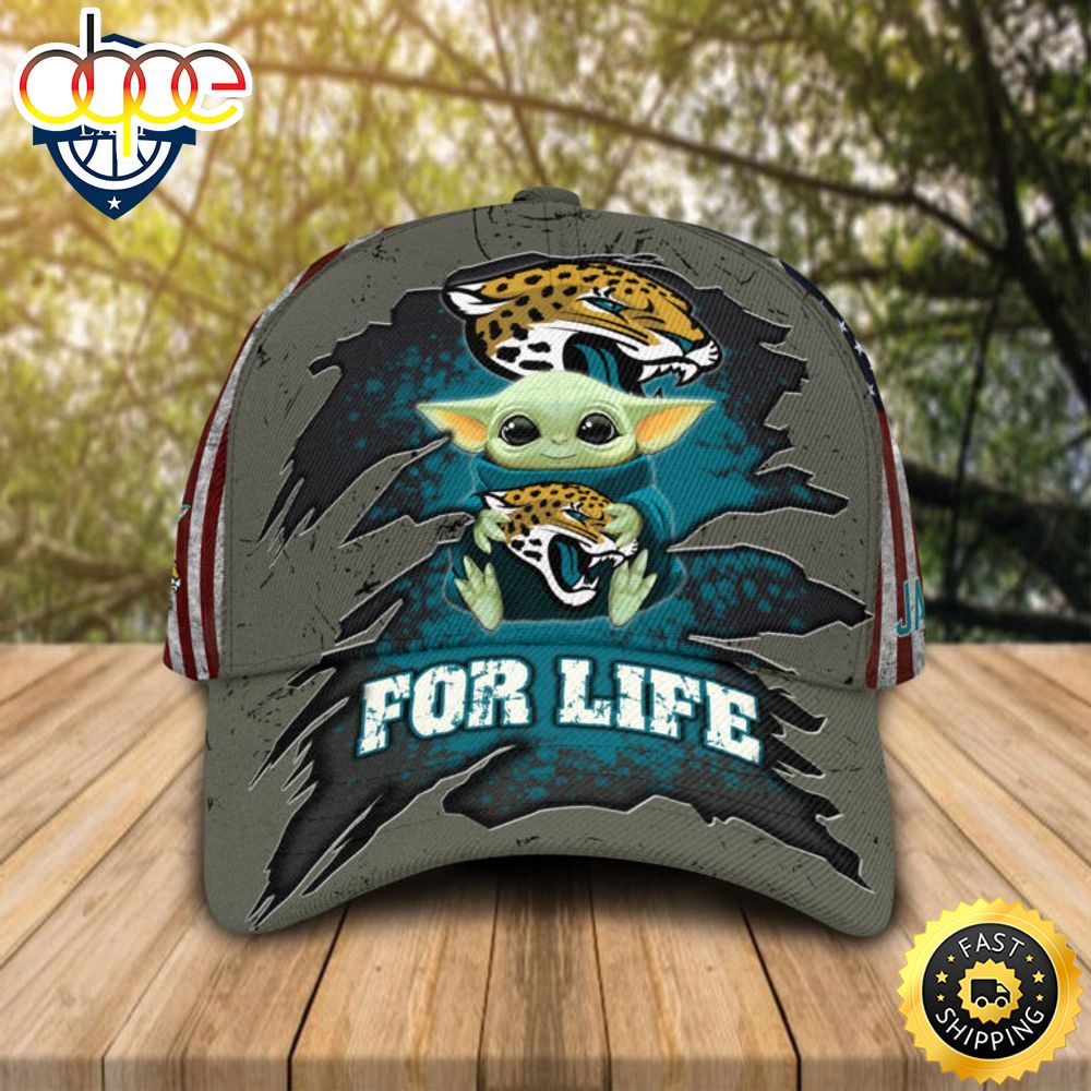 HOT Baby Yoda Hug Jacksonville Jaguars Logo For Life Cap