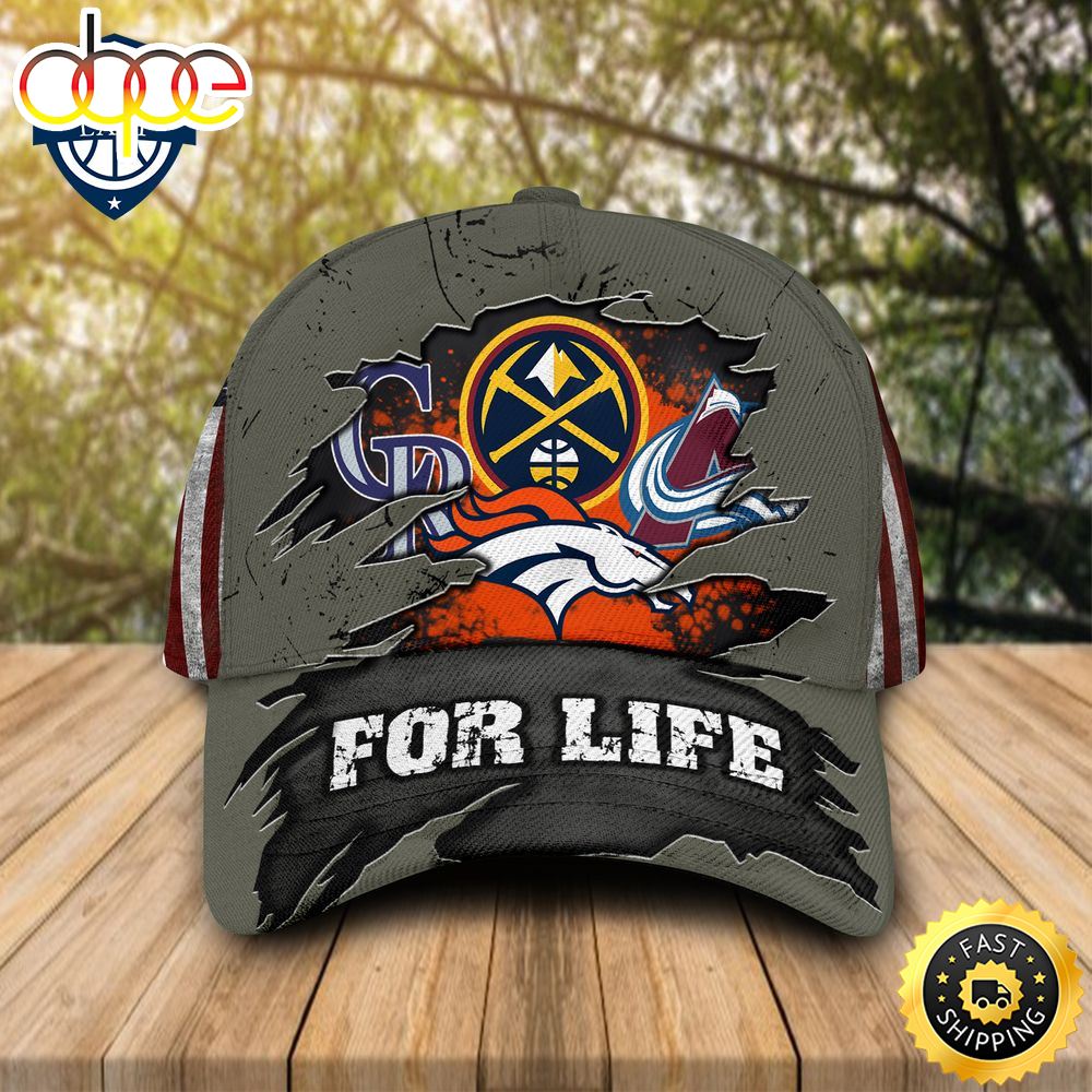 HOT Colorado Avalanche Colorado Rockies Denver Broncos Denver Nuggets For Life Cap