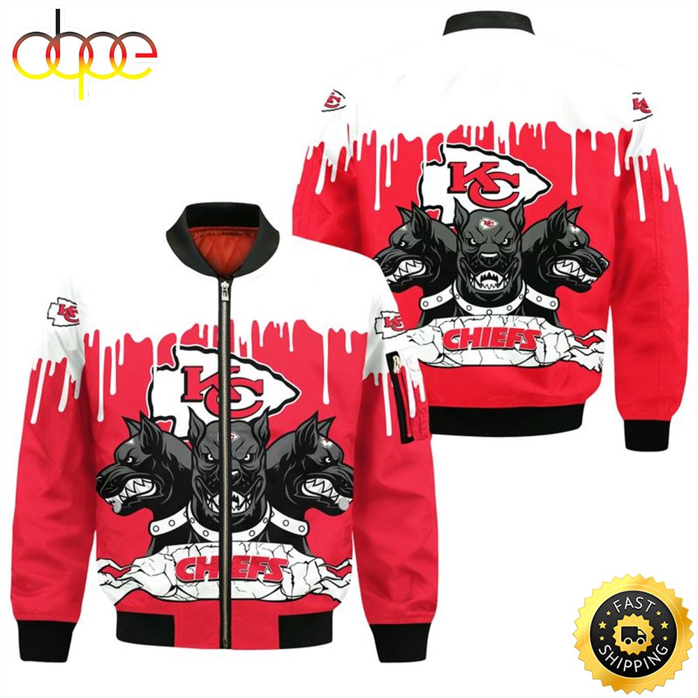 Kansas City Chiefs 3 Heads Cerberus All Over Print Bomber Jacket