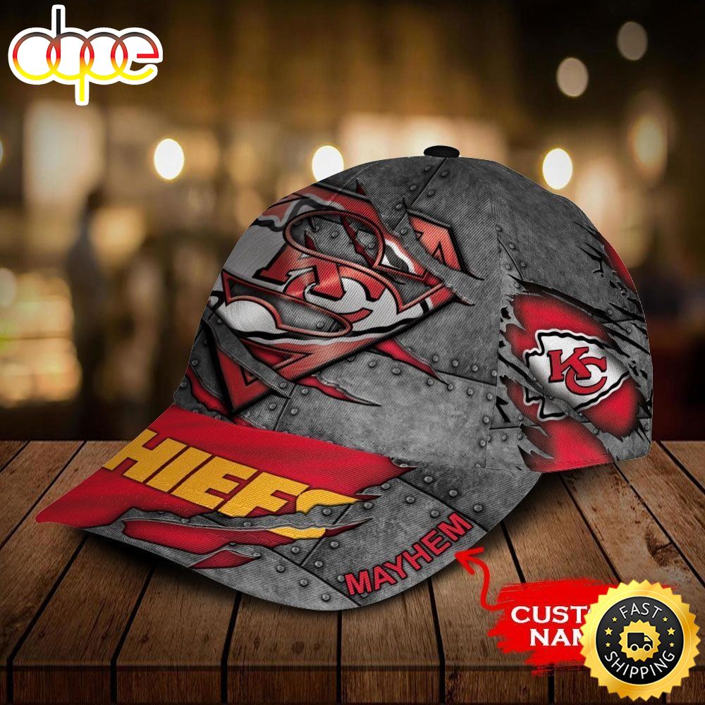 Kansas City Chiefs 3d Cap Nfl Superman Custom Name