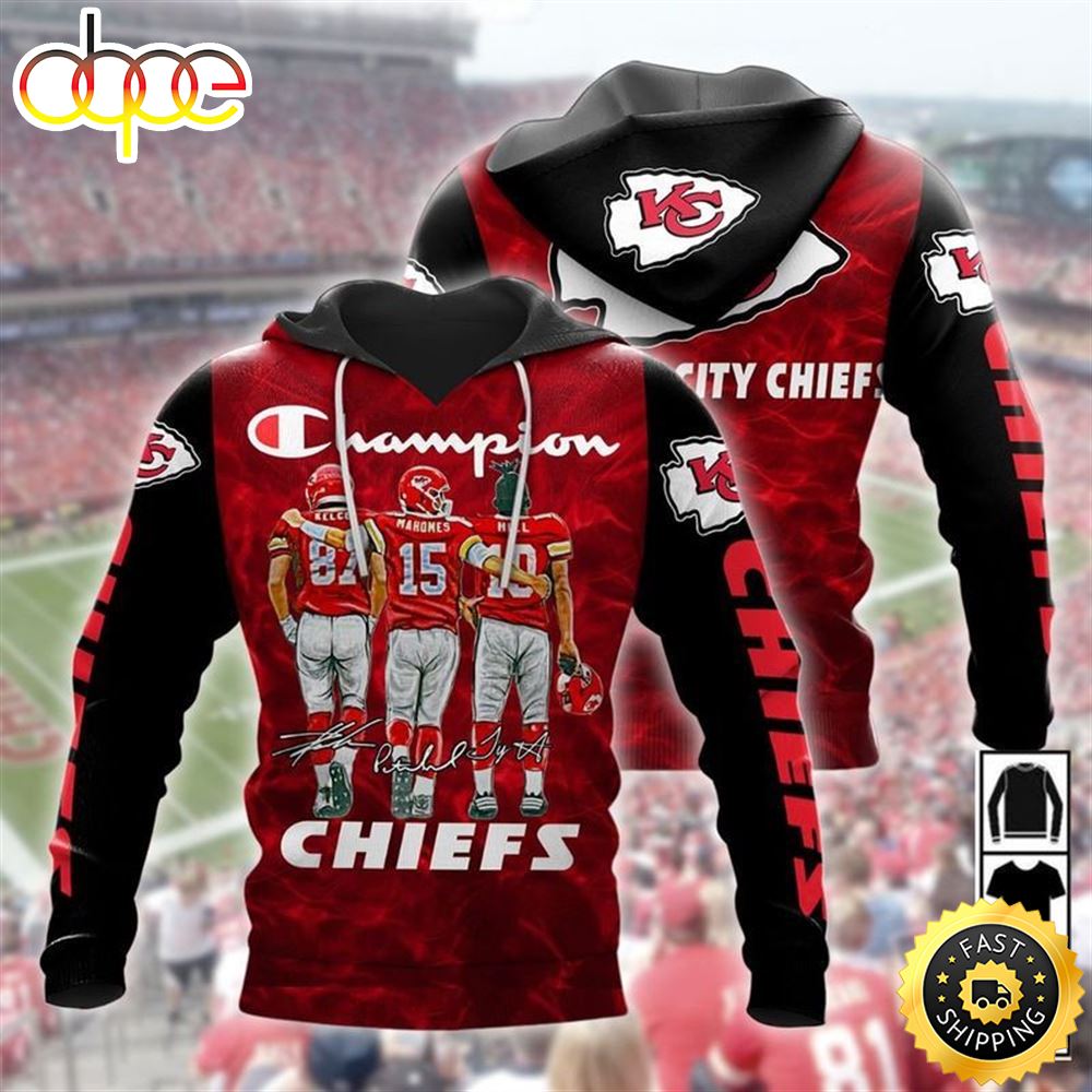 Kansas City Chiefs Champion Travis Kelce Patrick Mahomes Tyreek Hill Signatures Bomber Jacket