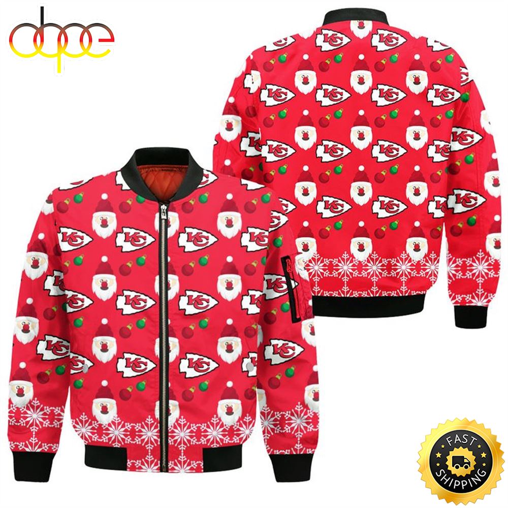Kansas City Chiefs Christmas Pattern Santa Clause Bomber Jacket