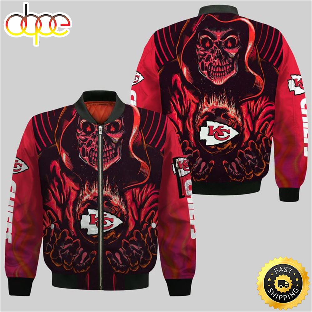 Kansas City Chiefs Death Halloween Skull Bomber Jacket