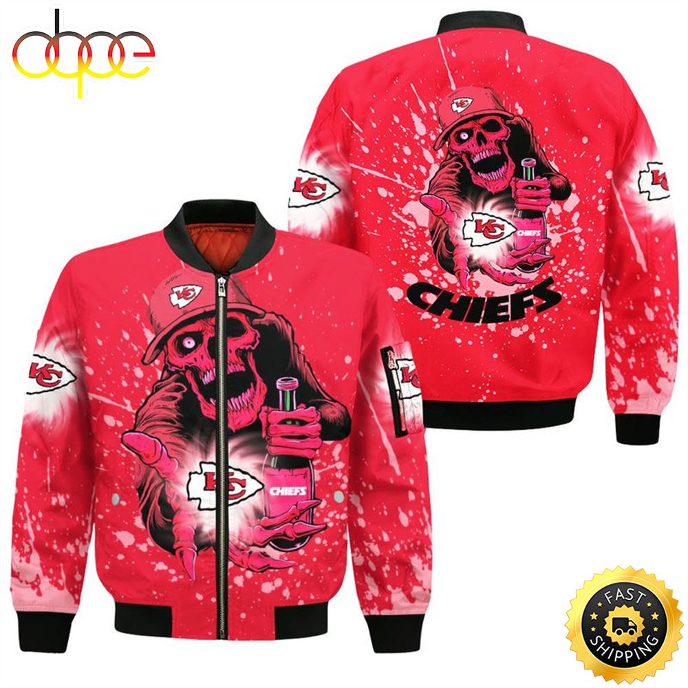 Kansas City Chiefs Halloween Skull Bomber Jacket