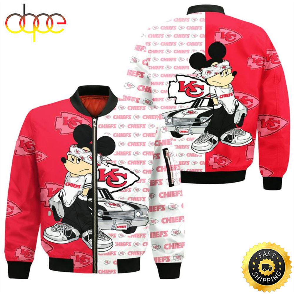 Kansas City Chiefs Mickey All Over Print Bomber Jacket