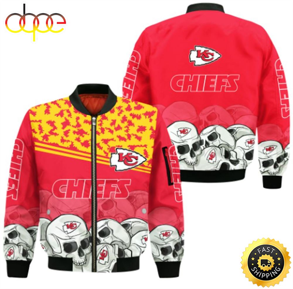Kansas City Chiefs Skull Unisex 3D Bomber Jacket