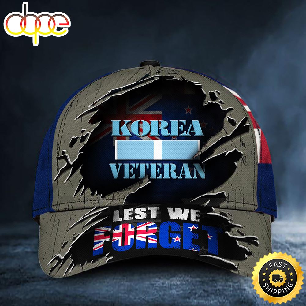 Korea Veteran Lest We Forget New Zealand Flag Hat Military Remembrance Patriotic Hats For Dad Hat Classic Cap