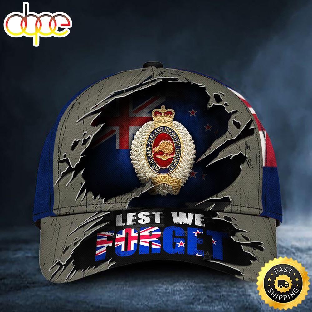 Lest We Forget New Zealand Flag Hat Royal Infantry Regiment Army Veteran Hat Patriotic Gifts Hat Classic Cap
