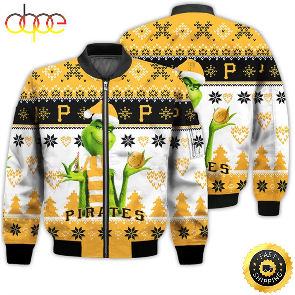 Merry Christmas 2022 Ugly Unisex Major League Baseball American Grinch Cute Pirates 3D Bomber Jacket