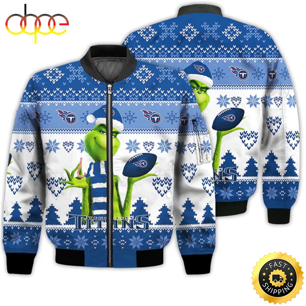 Merry Christmas 2022 Ugly Unisex Super Bowl American Grinch Cute Titans 3D Bomber Jacket