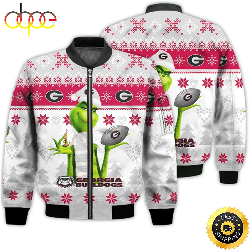 Merry Christmas 2023 Ugly Unisex National Collegiate Athletic Association American Grinch Cute Bulldogs 3D Bomber Jacket