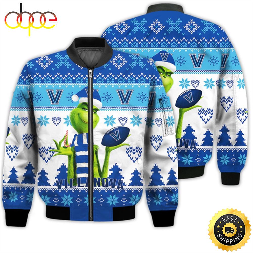 Merry Christmas 2023 Ugly Unisex National Collegiate Athletic Association American Grinch Cute Villanova Wildcats 3D Bomber Jacket