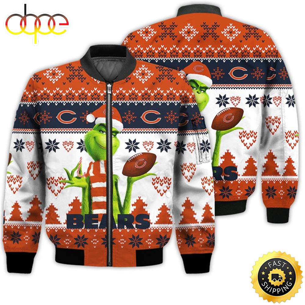Merry Christmas 2023 Ugly Unisex Super Bowl American Grinch Cute Bears 3D Bomber Jacket