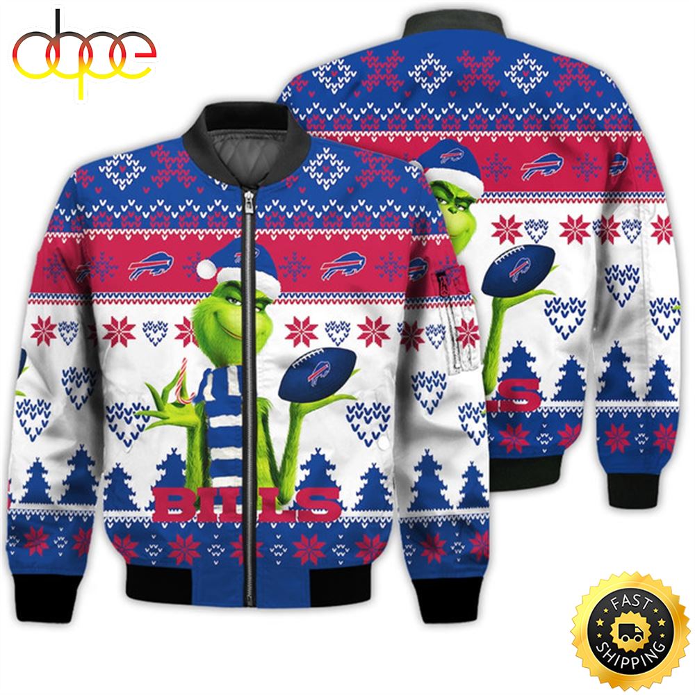 Merry Christmas 2023 Ugly Unisex Super Bowl American Grinch Cute Bills 3D Bomber Jacket