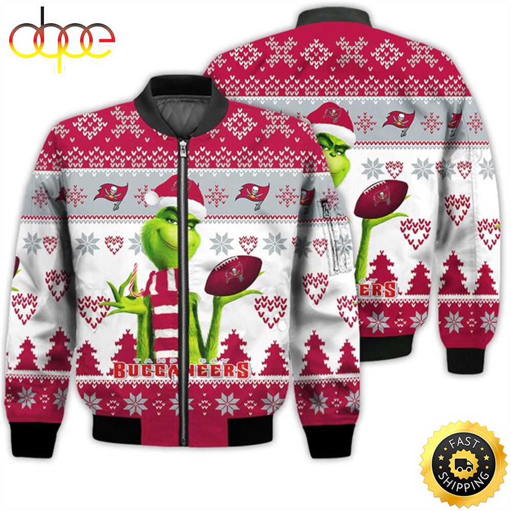 Merry Christmas 2023 Ugly Unisex Super Bowl American Grinch Cute Buccaneers 3D Bomber Jacket