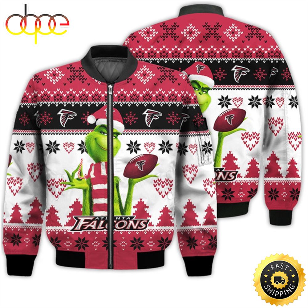 Merry Christmas 2023 Ugly Unisex Super Bowl American Grinch Cute Falcons 3D Bomber Jacket