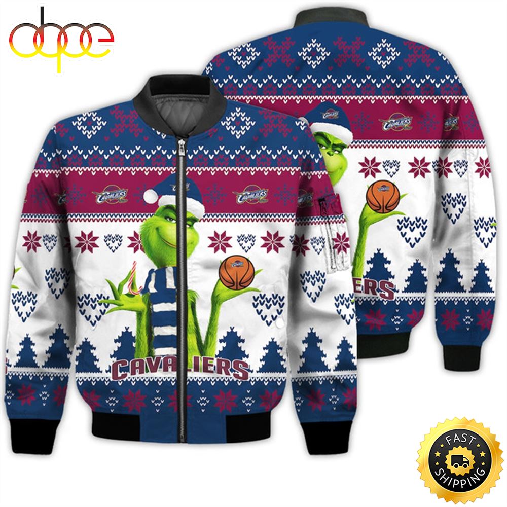 Merry Christmas 2023 Ugly Unisex The National Basketball Association American Grinch Cute Cavaliers 3D Bomber Jacket