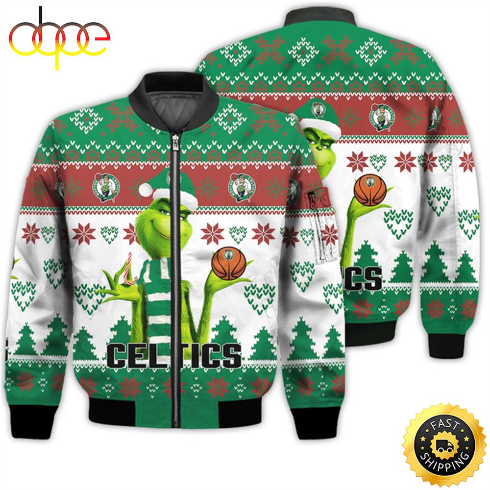 Merry Christmas 2023 Ugly Unisex The National Basketball Association American Grinch Cute Celtics 3D Bomber Jacket