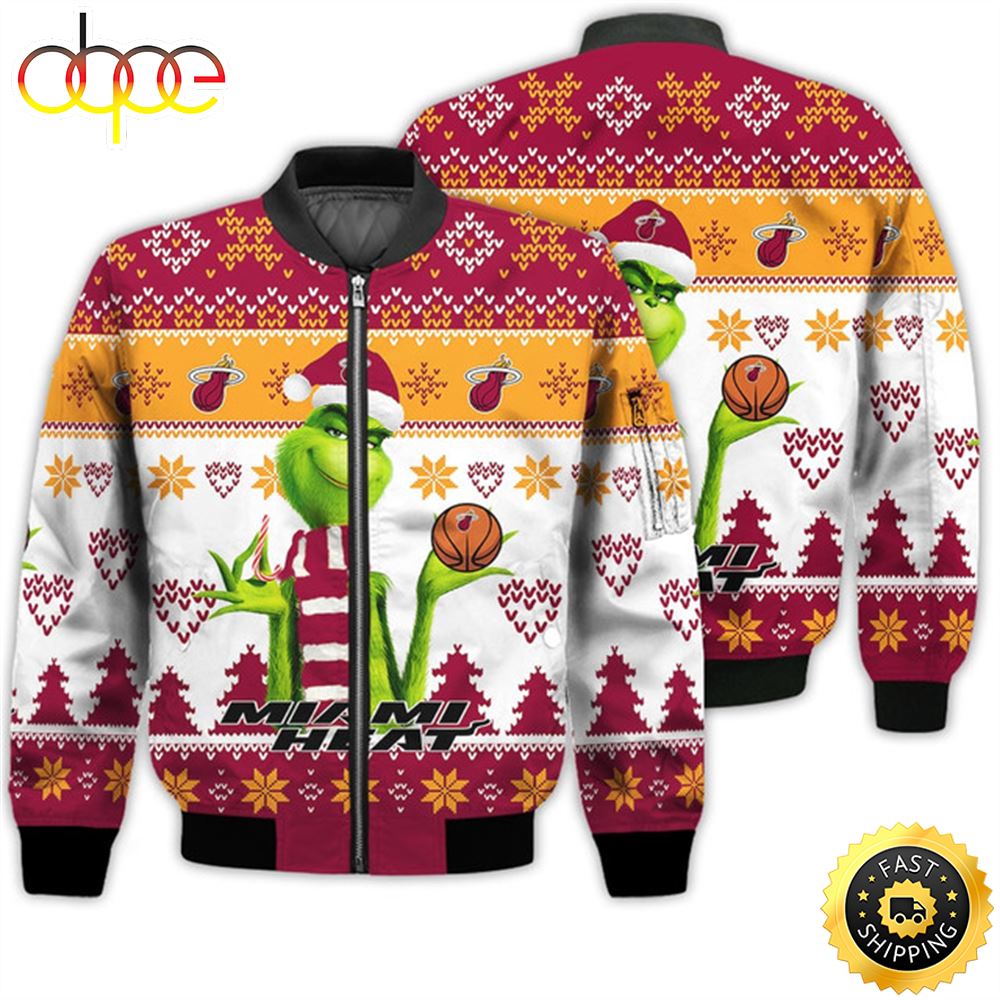Merry Christmas 2023 Ugly Unisex The National Basketball Association American Grinch Cute Heat 3D Bomber Jacket