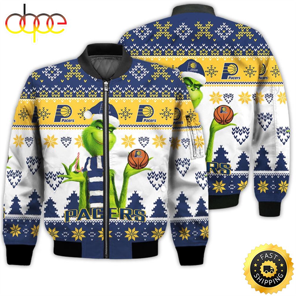 Merry Christmas 2023 Ugly Unisex The National Basketball Association American Grinch Cute Pacers 3D Bomber Jacket