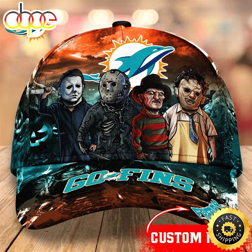 Miami Dolphins  Nfl Personalized Trending Cap Mixed Horror Movie Characters
