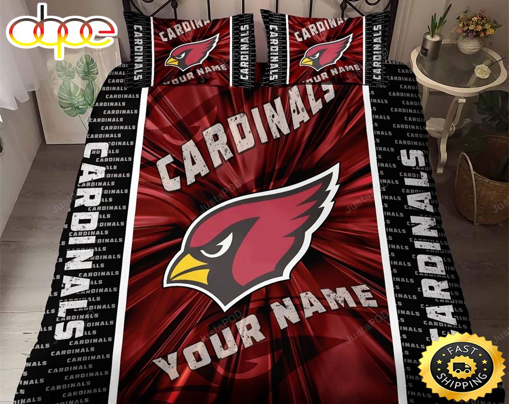 NFL Arizona Cardinals Custom Name Red Black Bedding Set