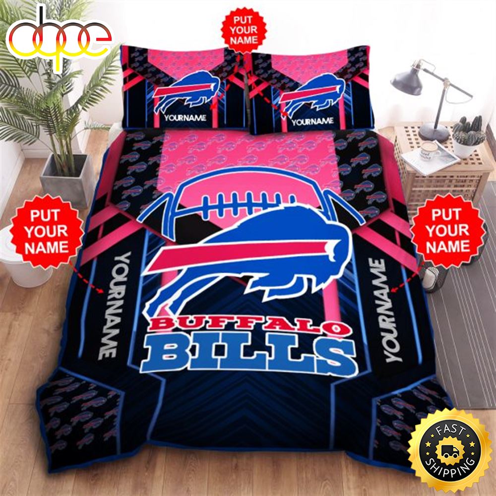 NFL Buffalo Bills Custom Name Black Red Bedding Set