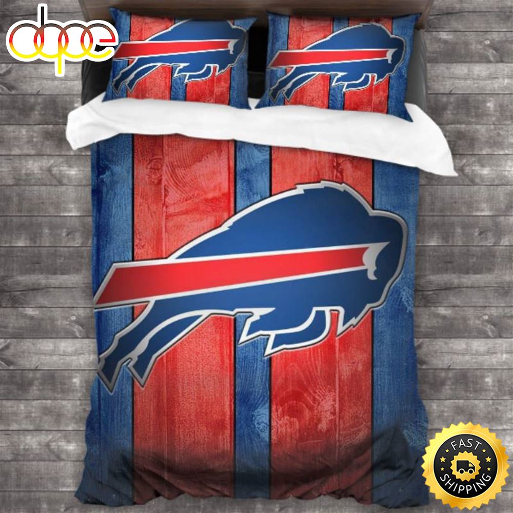 NFL Buffalo Bills Super Big Log Red Blue Bedding Set