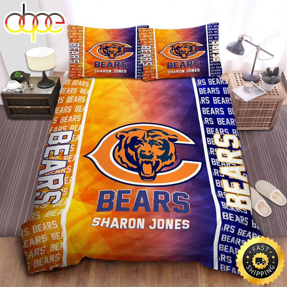 NFL Chicago Bears Custom Name Big Logo Bedding Set V2