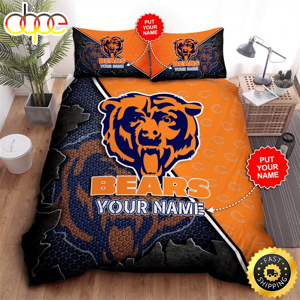 NFL Chicago Bears Custom Name Big Logo Bedding Set