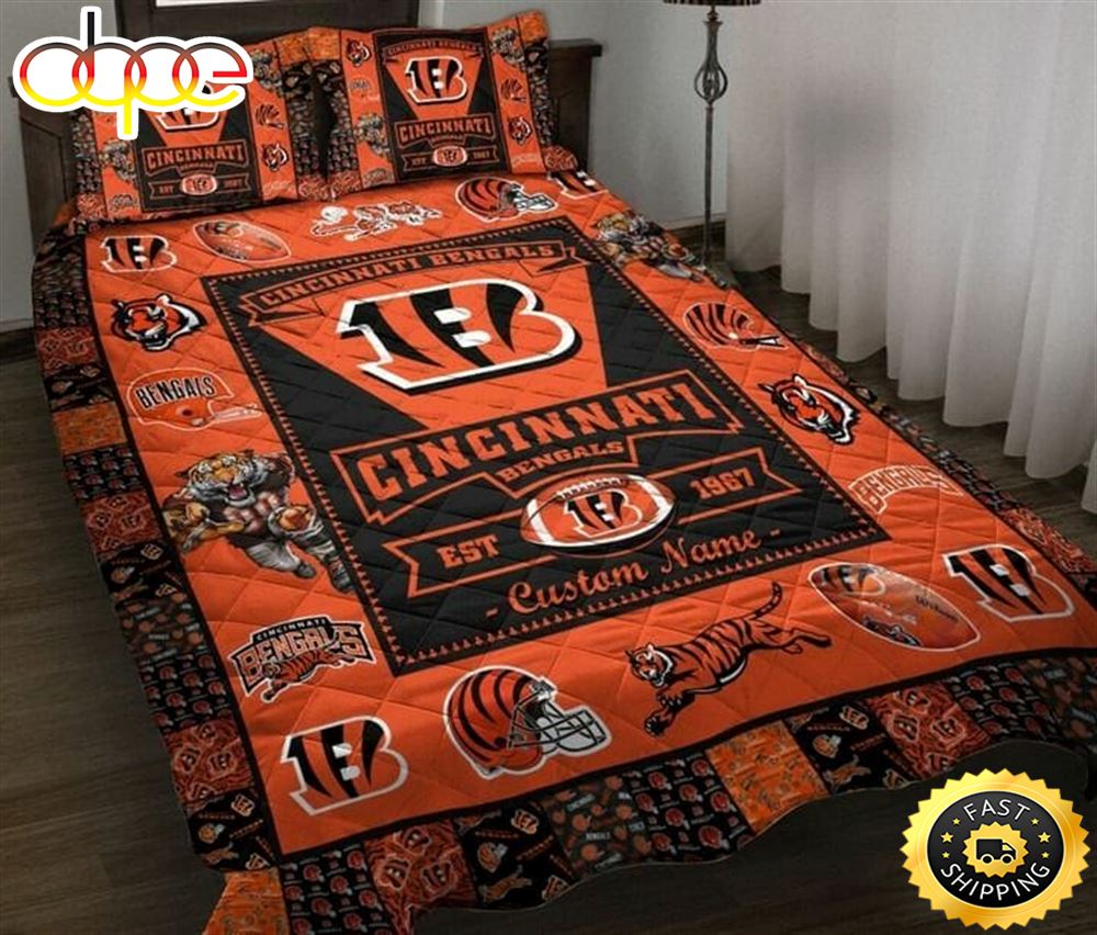 NFL Cincinnati Bengals Orange Black Est 1967 Bedding Set
