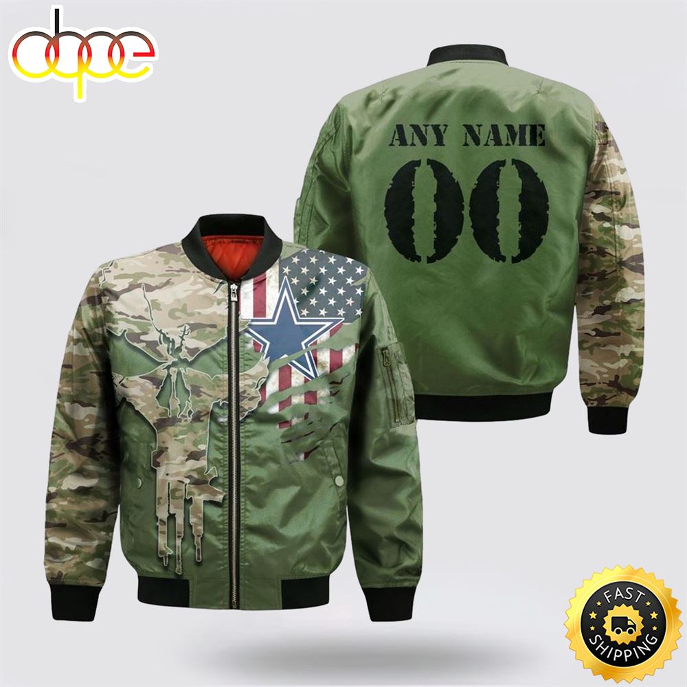 NFL Dallas Cowboys Special Camo Design For Veterans Day Bomber Jacket