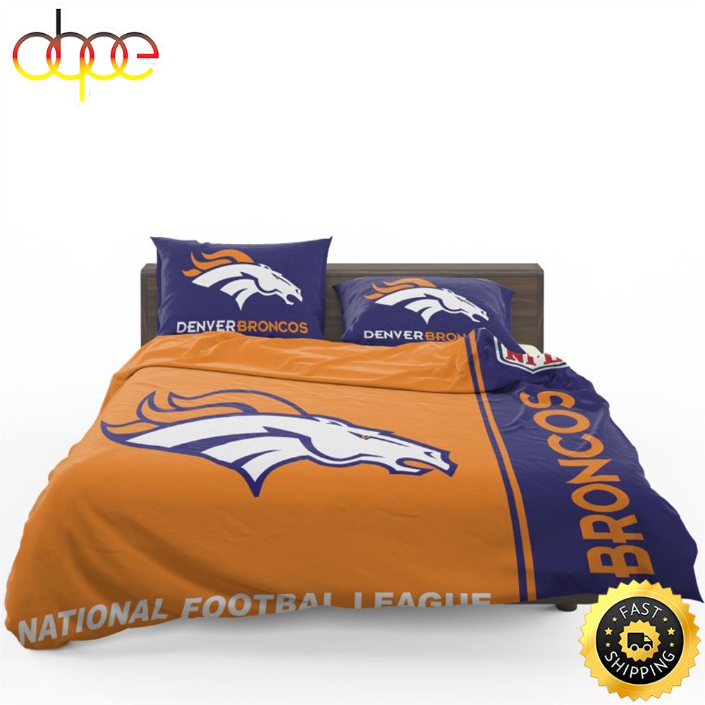 NFL Denver Broncos Orange Navy Blue Bedding Set V2