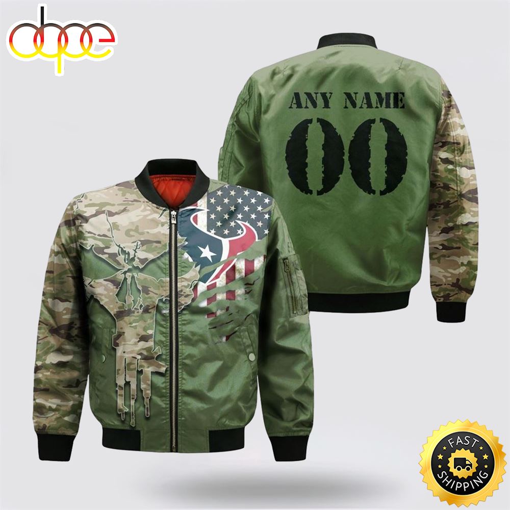 NFL Houston Texans Special Camo Design For Veterans Day Bomber Jacket