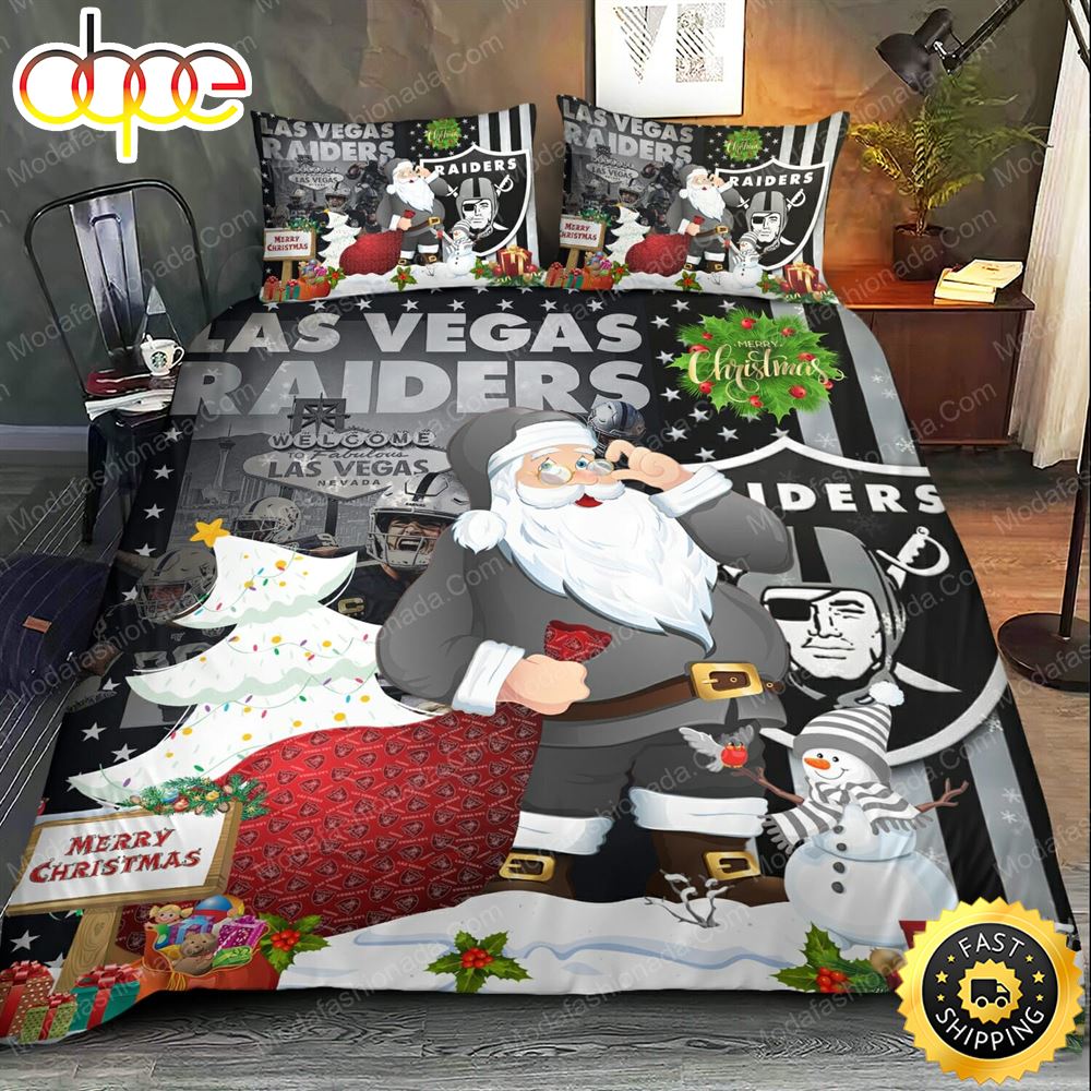 NFL Las Vegas Raiders Stan Claus Christmas Bedding Set
