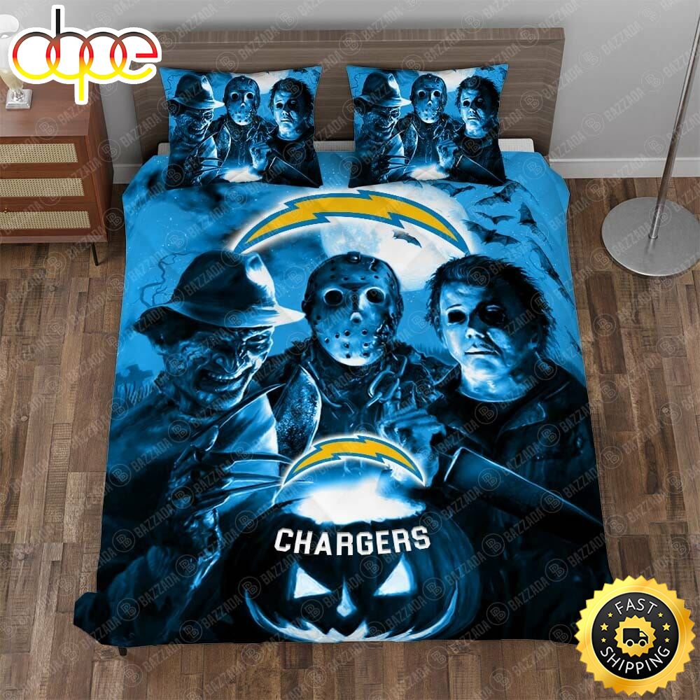 NFL Los Angeles Chargers Halloween Blue Night Bedding Set