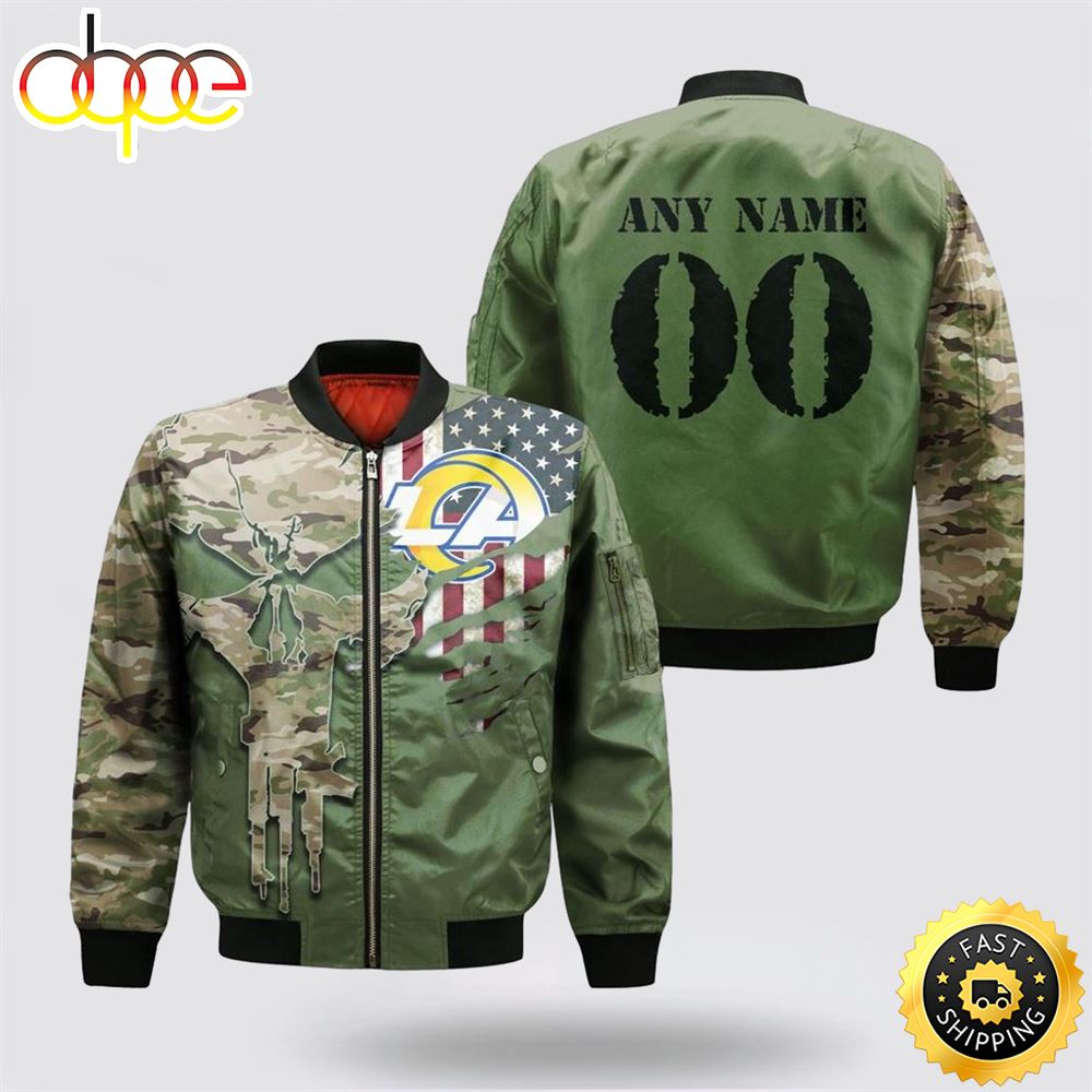 NFL Los Angeles Rams Special Camo Design For Veterans Day Bomber Jacket