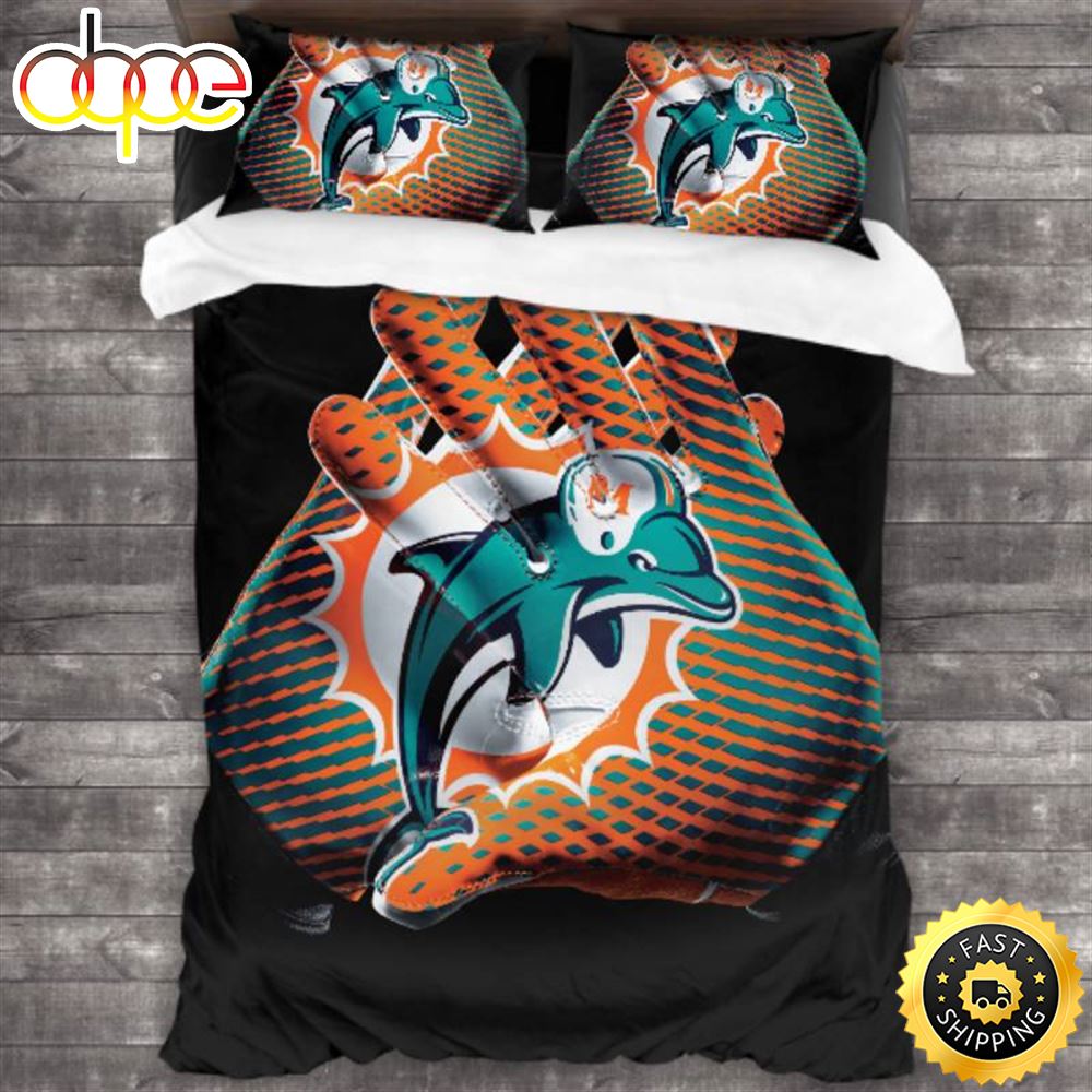 NFL Miami Dolphins Black Orange Bedding Set