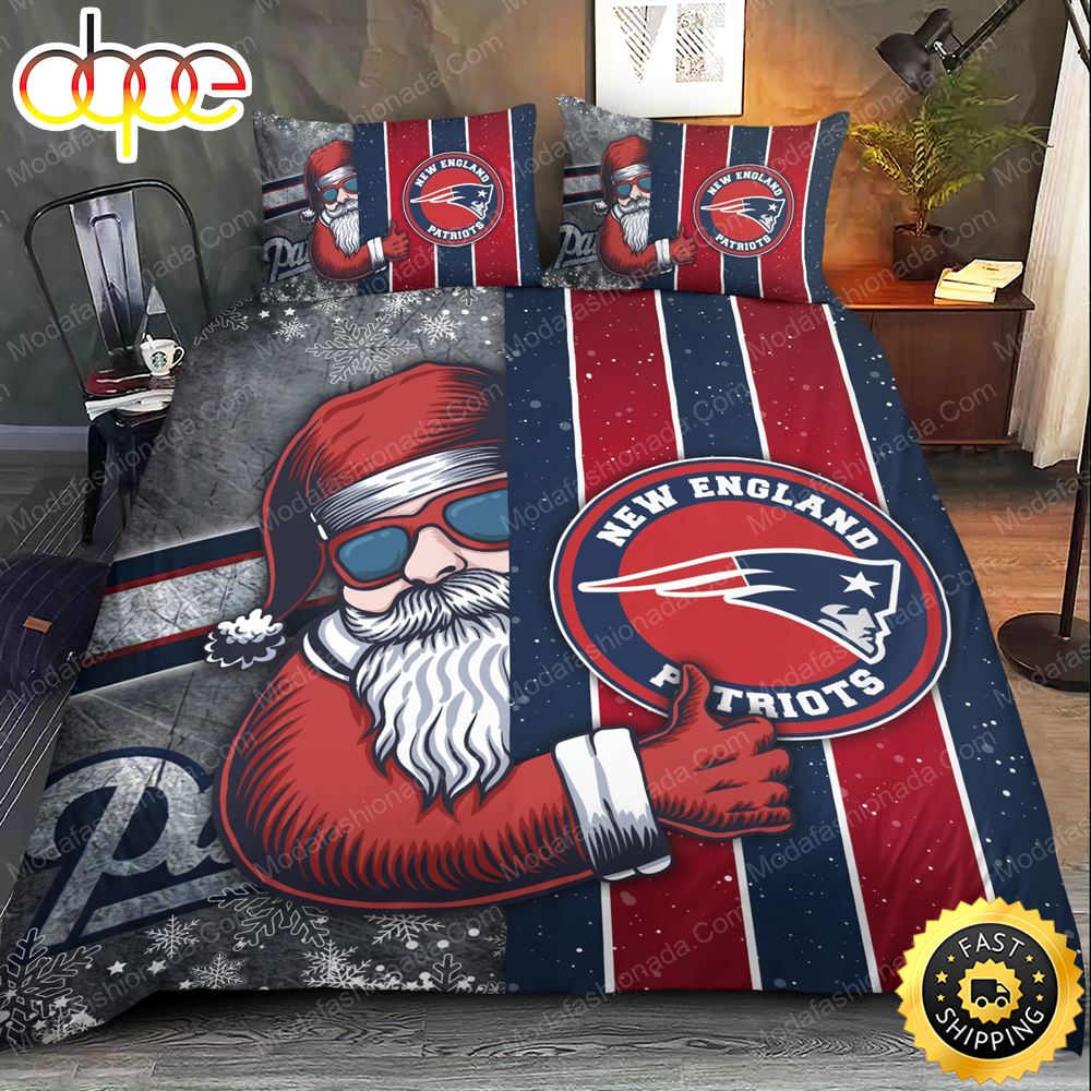 NFL New England Patriots Christmas Stanta Claus Bedding Set