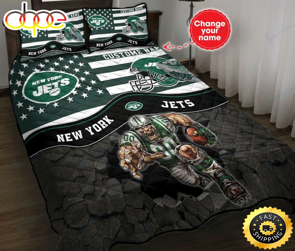 NFL New York Jets Custom Name Mascot Bedding Set