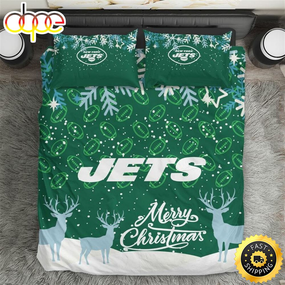 NFL New York Jets Green Christmas Bedding Set V2