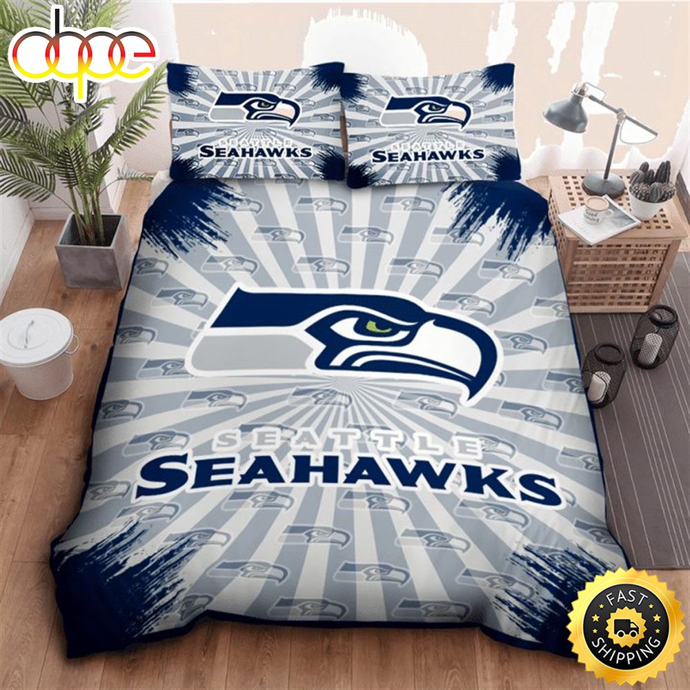 NFL Seattle Seahawks Grey Navy Bedding Set