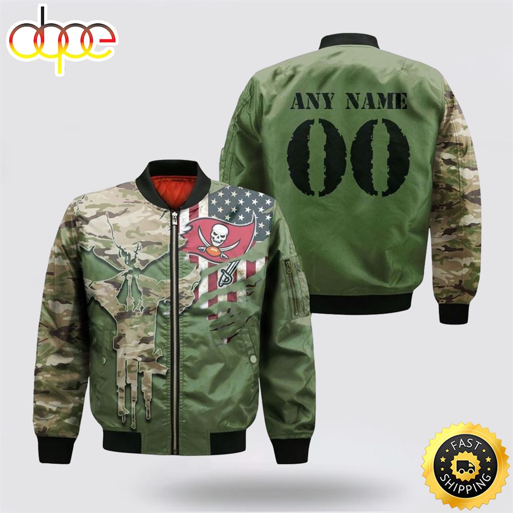 NFL Tampa Bay Buccaneers Special Camo Design For Veterans Day Bomber Jacket