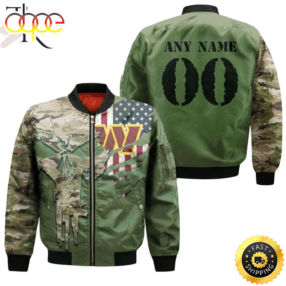 NFL Washington Commanders Special Camo Design For Veterans Day Bomber Jacket